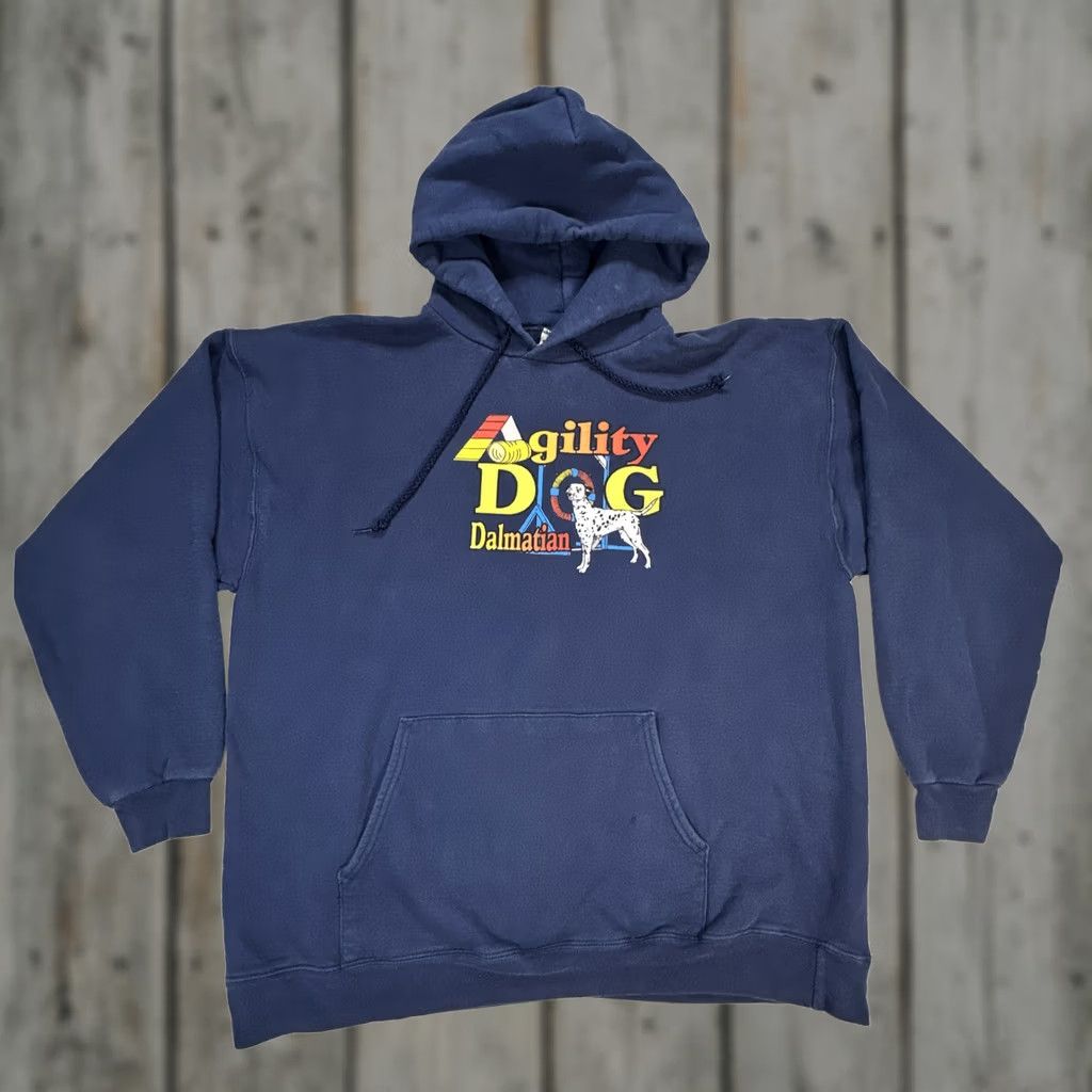 Hanes VINTAGE Hanes Hoodie Dalmatian Dog Agility Blue Graphic Print 90s Y2K Large Unisex Adults Size US L / EU 52-54 / 3 - 1 Thumbnail