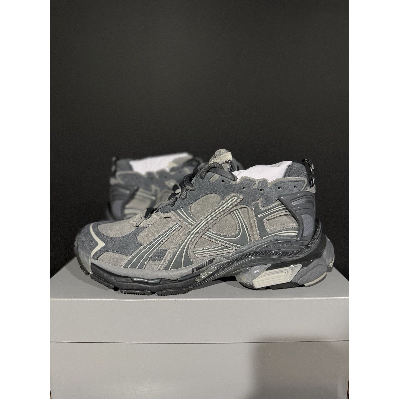 Balenciaga Size 43eu/10m Balenciaga Men's Runner Sneaker Grey Suede New Size US 10 / IT 40 - 1 Thumbnail