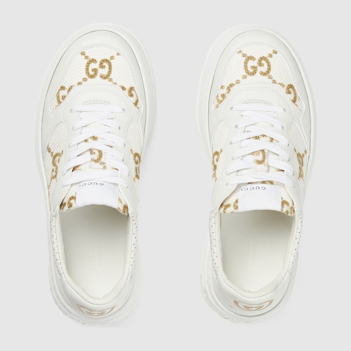 Gucci oc11z1025 GG Sneakers in White & Gold Size US 6 / IT 36 - 4 Thumbnail