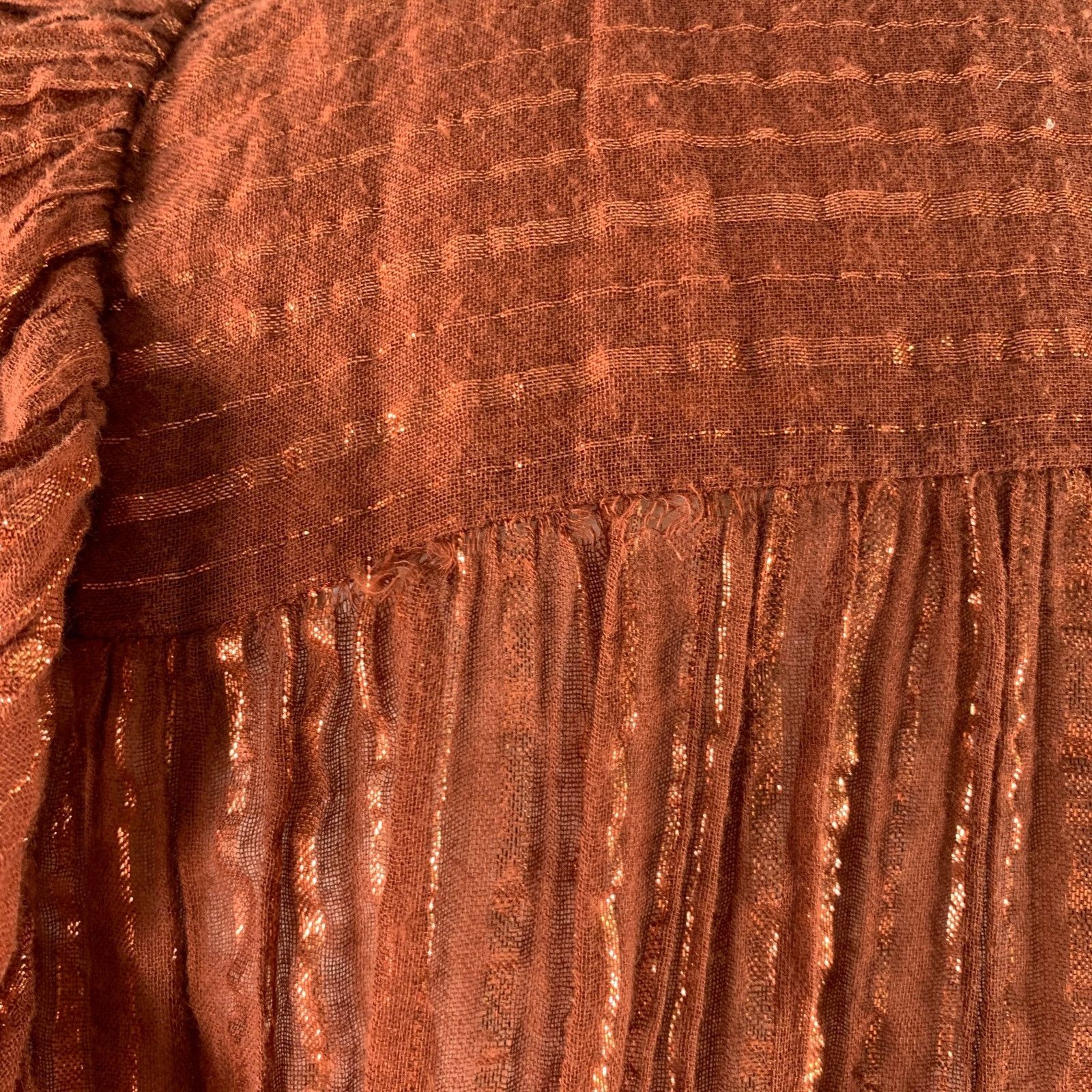 Ulla Johnson ULLA JOHNSON Size 6 Rust Cotton Blend Stripe Bohemian Blouse Size M / US 6-8 / IT 42-44 - 5 Thumbnail