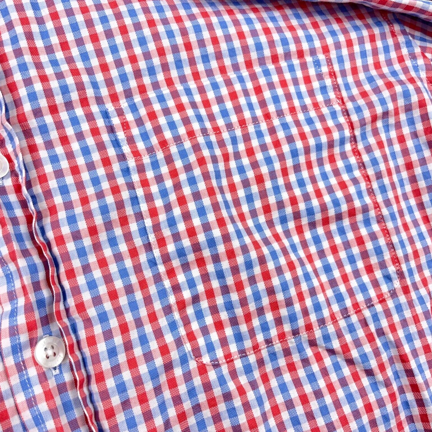 johnnie-O johnnie-O Shirt Men Medium Pink Blue Button Up Plaid Gingham Pocket Size 40R - 6 Thumbnail