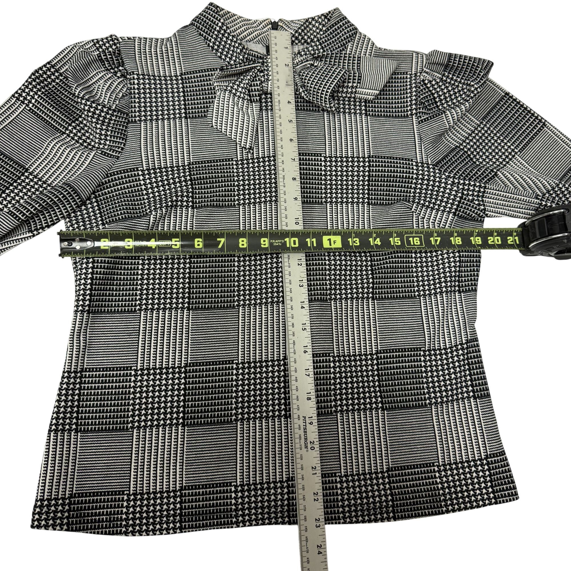 Other Vtg MOD Black White HOUNDSTOOTH Blouse BOW TIE Shirt Size XL / US 12-14 / IT 48-50 - 9 Thumbnail