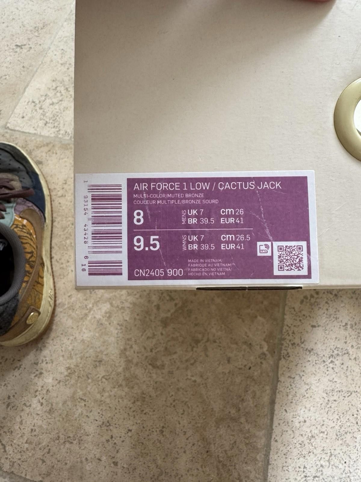 Nike Travis Scott x Air Force 1 Low 'Cactus Jack' USED - GOOD Size US 8 / EU 41 - 5 Thumbnail