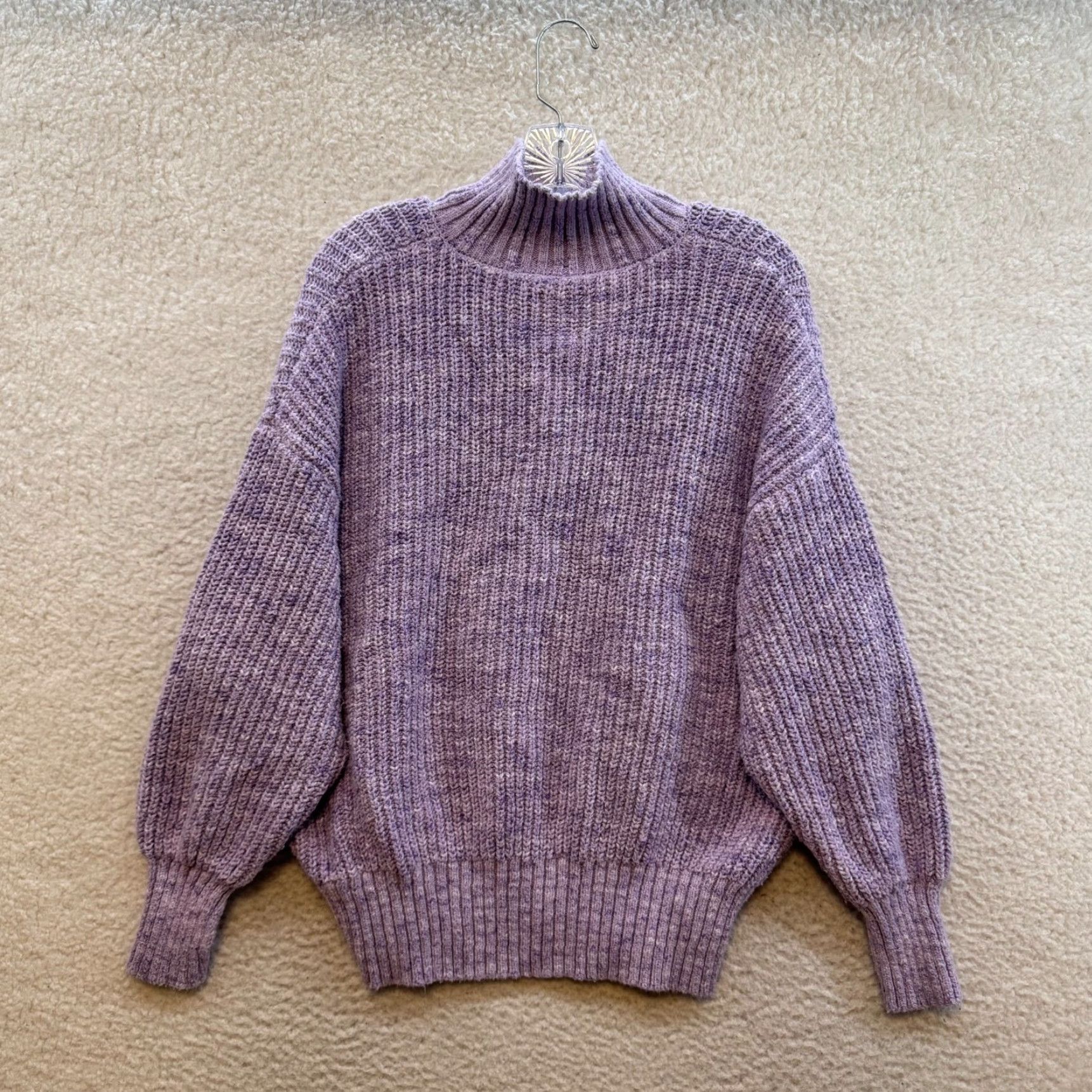 Vintage Aerie Offline 1/4 Zip Sweater Small Purple Chunky Knit Oversized Balloon Sleeve Mens? Womens? Size S / US 4 / IT 40 - 2 Thumbnail