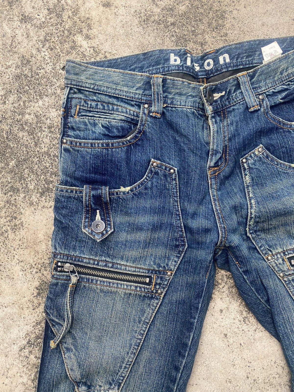 If Six Was Nine × Japanese Brand Flare Jeans Bison Double Knee Multipocket Size US 31 - 8 Thumbnail