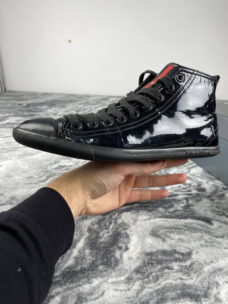 Prada Prada High Top Leather Sneaker Size US 8 / IT 38 - 10 Thumbnail