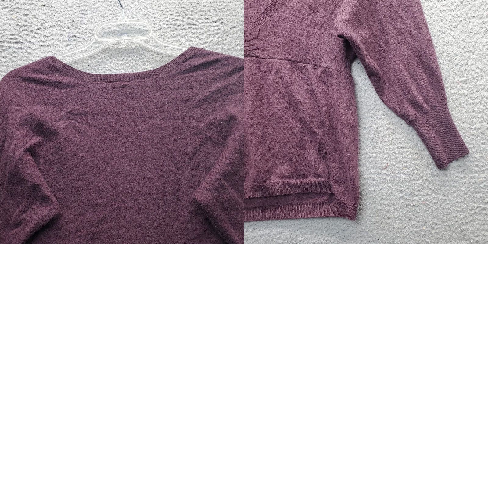 Loft LOFT Ann Taylor Sweater Womens Small Burgundy Raglan Sleeve Deep V Neck Pullover Knit Wool Casual Womens Size S Size S / US 4 / IT 40 - 8 Thumbnail