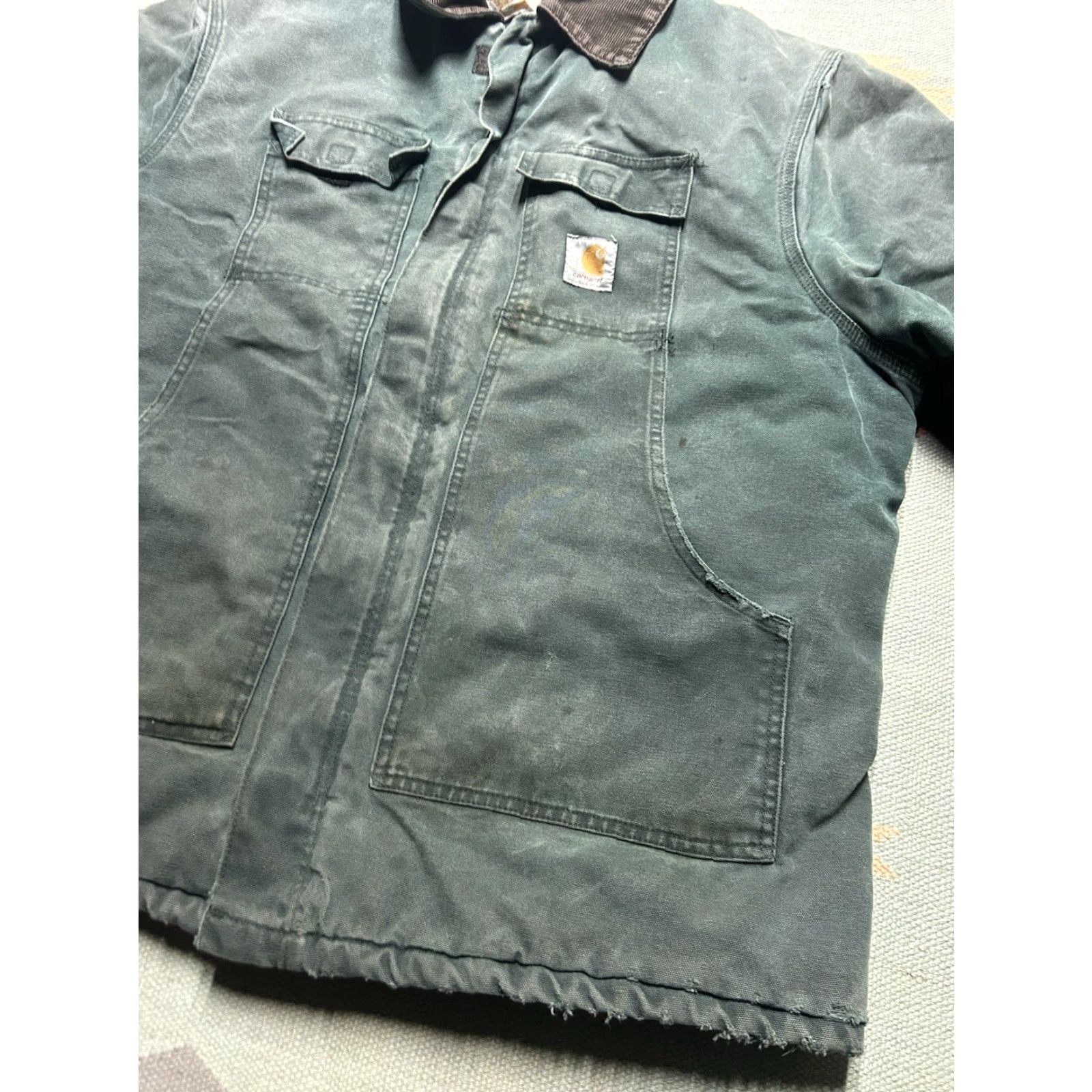 Carhartt VINTAGE Carhartt J22 HTG Arctic Work Jacket Hunter Green Distressed Faded XL Jacket Mens Size US XL / EU 56 / 4 - 3 Thumbnail