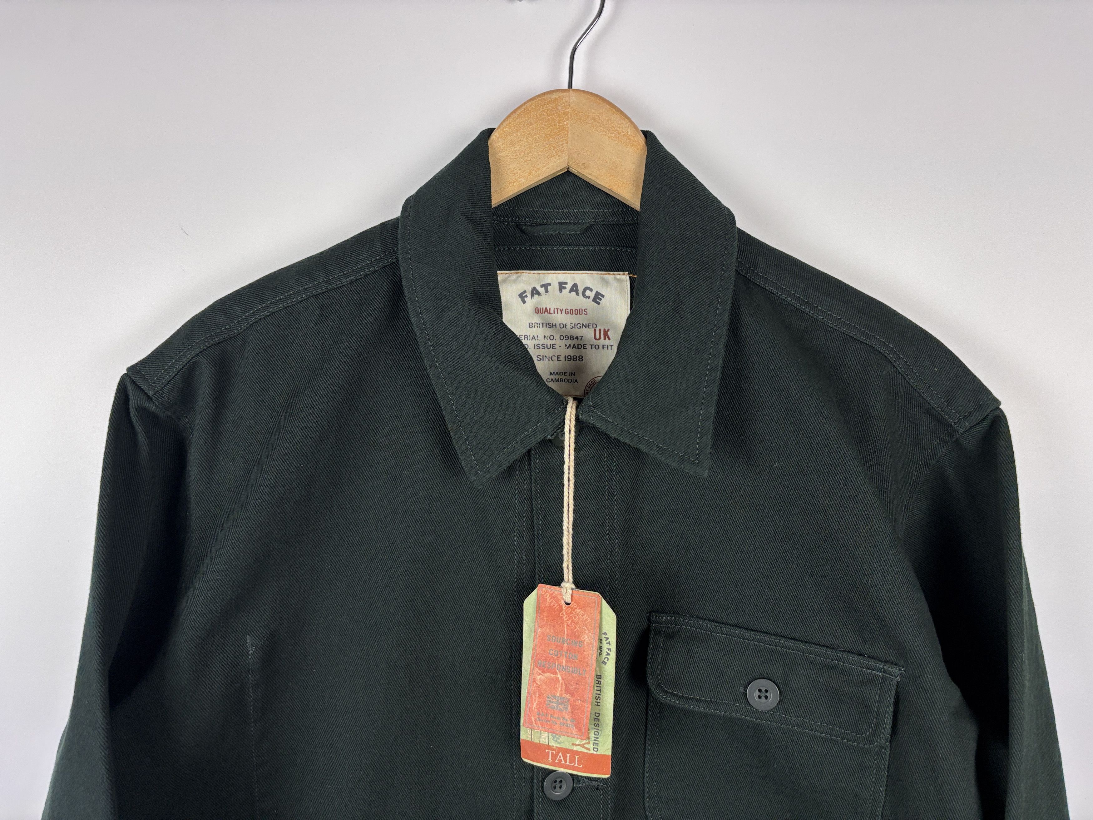 FatFace Mens Fat Face Chore Overshirt Denim Jacket Green Dark Size L Size US L / EU 52-54 / 3 - 2 Thumbnail