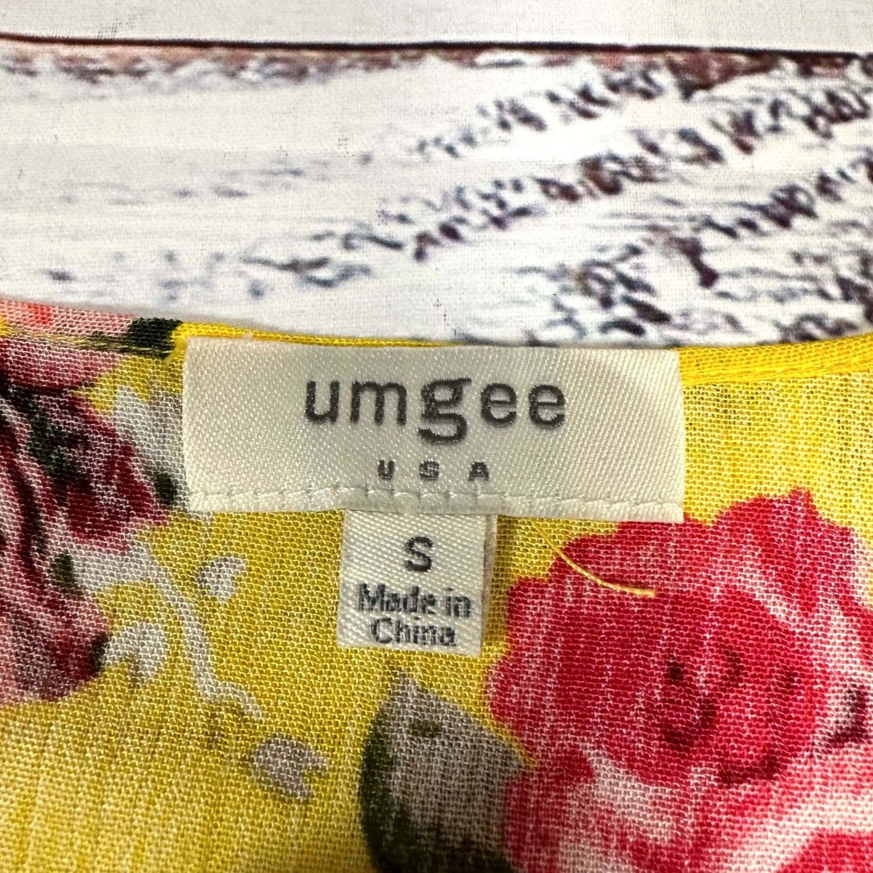 Vintage UMGEE Womens Open Front Lace Trim Kimono Top Size S Yellow Floral Print Blouse Size S / US 4 / IT 40 - 6 Thumbnail