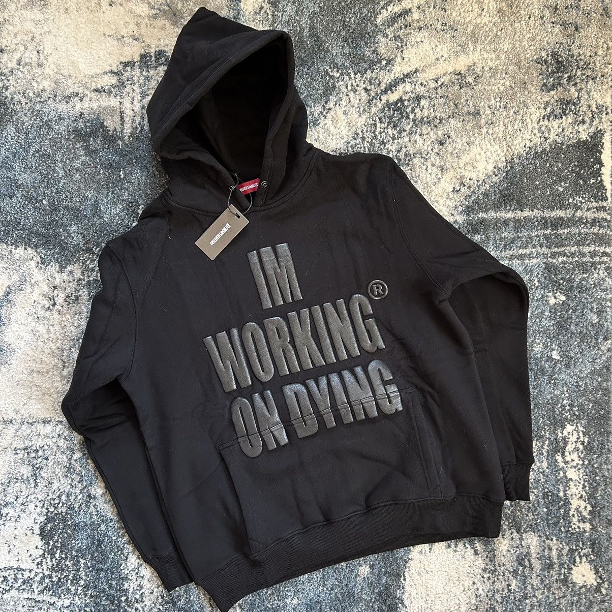 Reckless Scholars WORKiNG ON DYiNG COZY HEAVYWEiGHT FLEECE PUFF PRiNT HOODiE Size US XXL / EU 58 / 5 - 6 Thumbnail