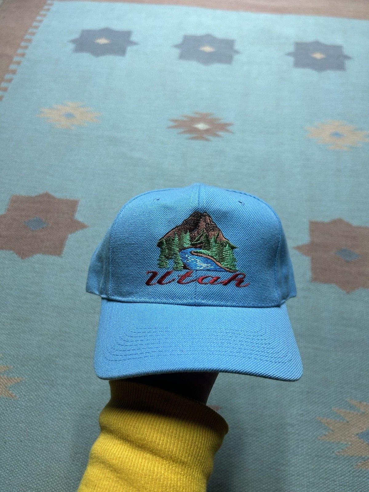 Vintage Vtg strapback hat Utah mountains river nature embroidered Size ONE SIZE - 2 Thumbnail