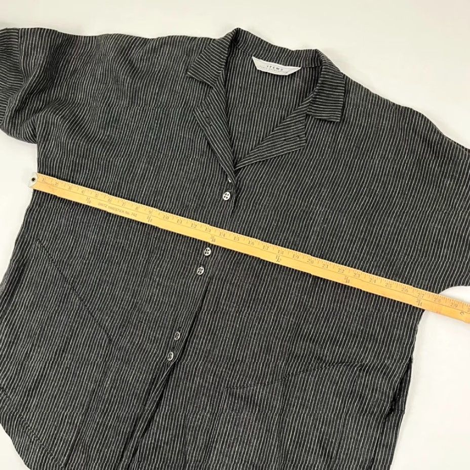 Vintage VINTAGE Itemz Chris Baumgartner Button Up Shirt Women OS Gray Pinstripe Lagenlook Blouse Size ONE SIZE - 6 Thumbnail
