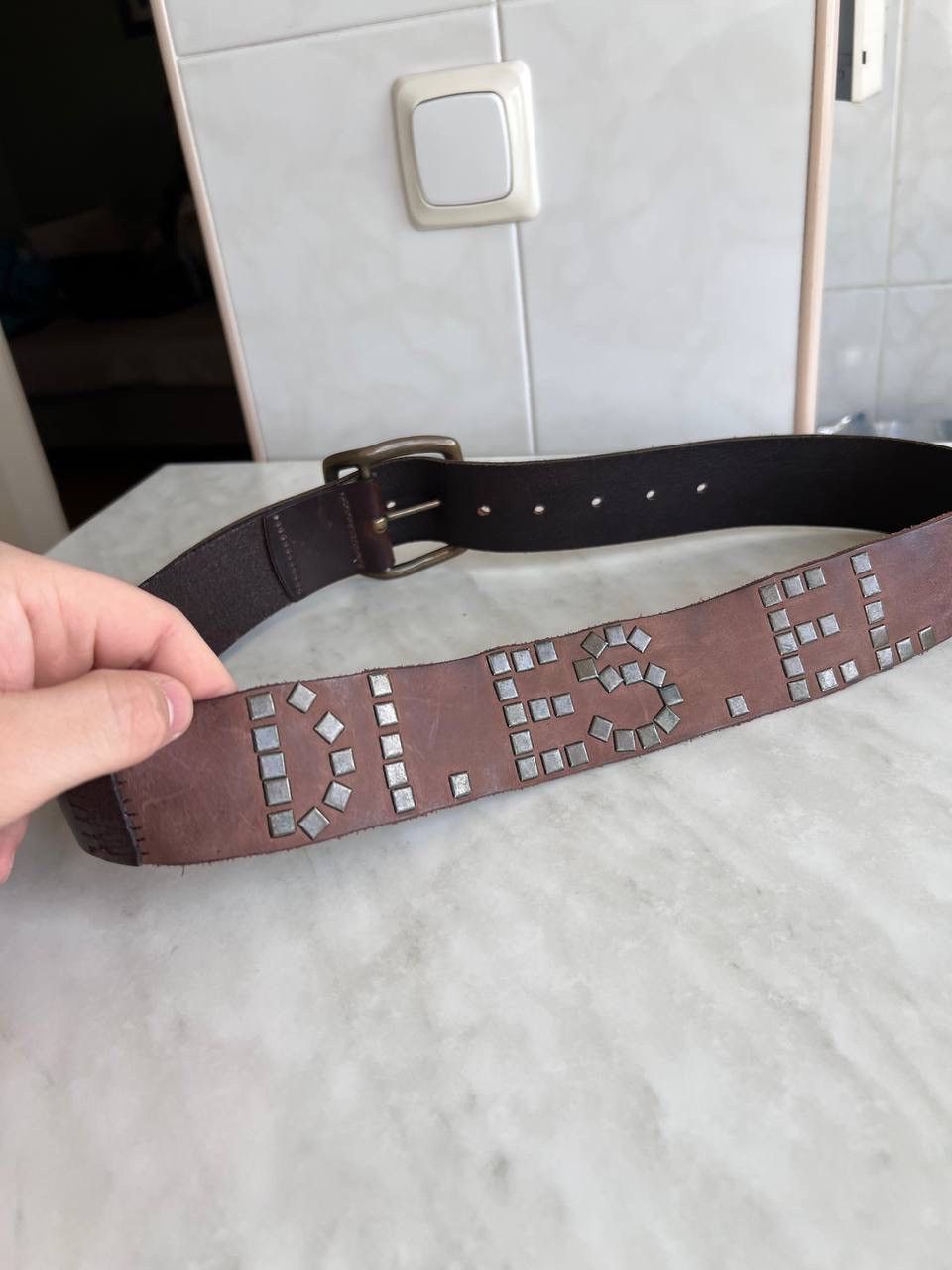 Diesel Diesel Belt Vintage Avant Garde Y2K Style Studded Logo Steel Size ONE SIZE - 4 Thumbnail