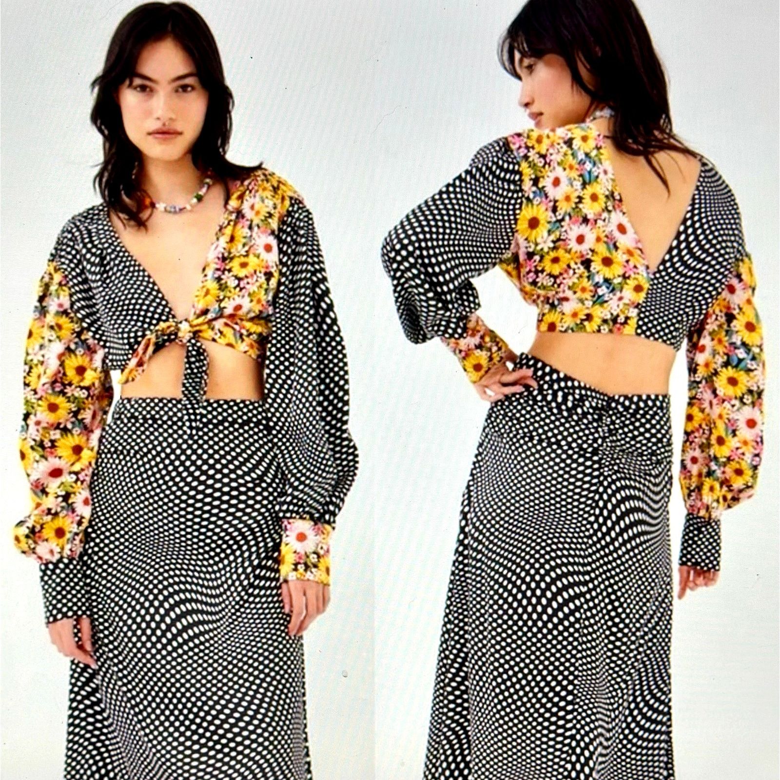 For Love & Lemons For Love & Lemons Daisy Polka Dot Tie Anya Crop Top S Size S / US 4 / IT 40 - 4 Thumbnail
