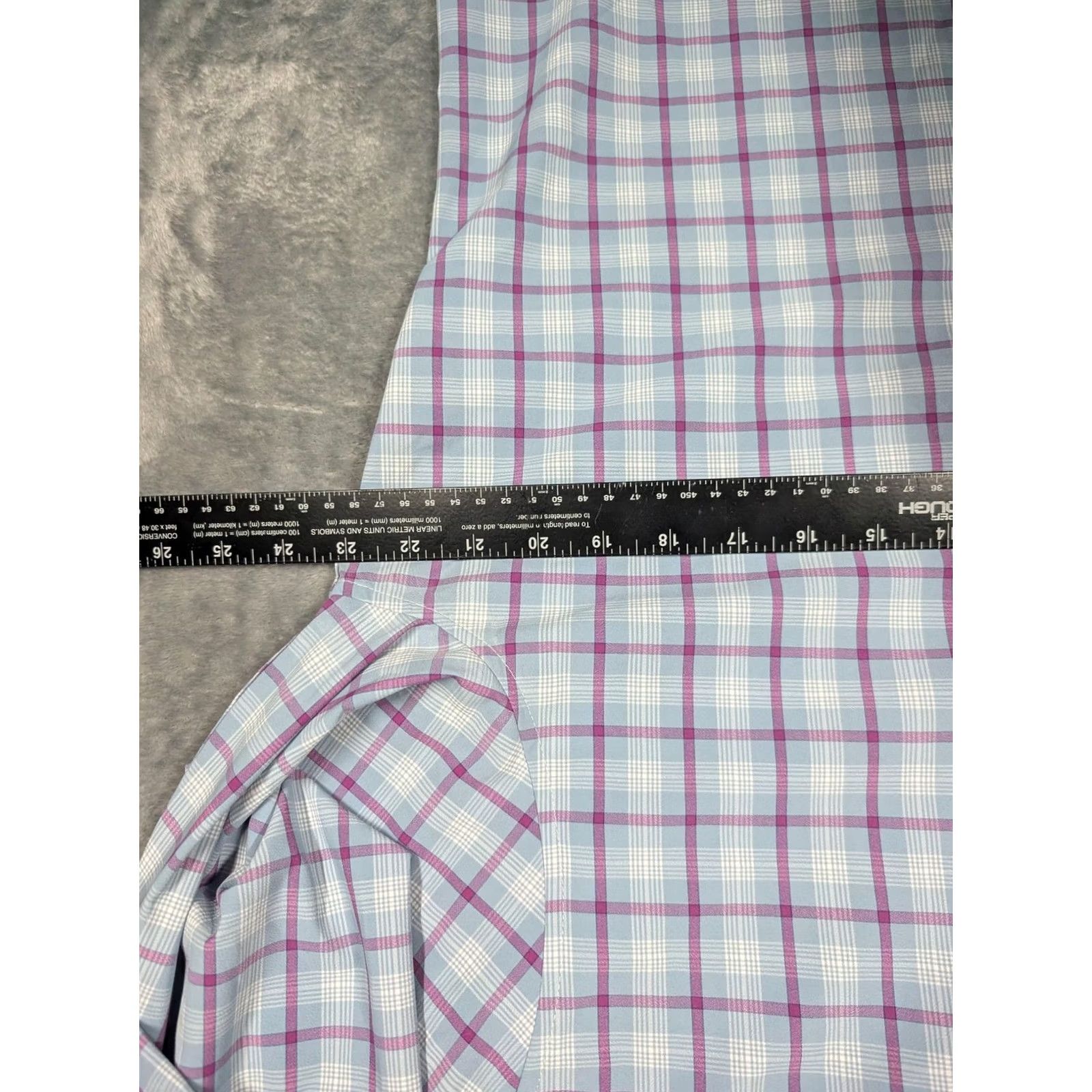 Mizzen+Main Mizzen+Main Shirt Mens Large Blue Purple Plaid Leeward Trim Fit Button Up Size US L / EU 52-54 / 3 - 3 Thumbnail