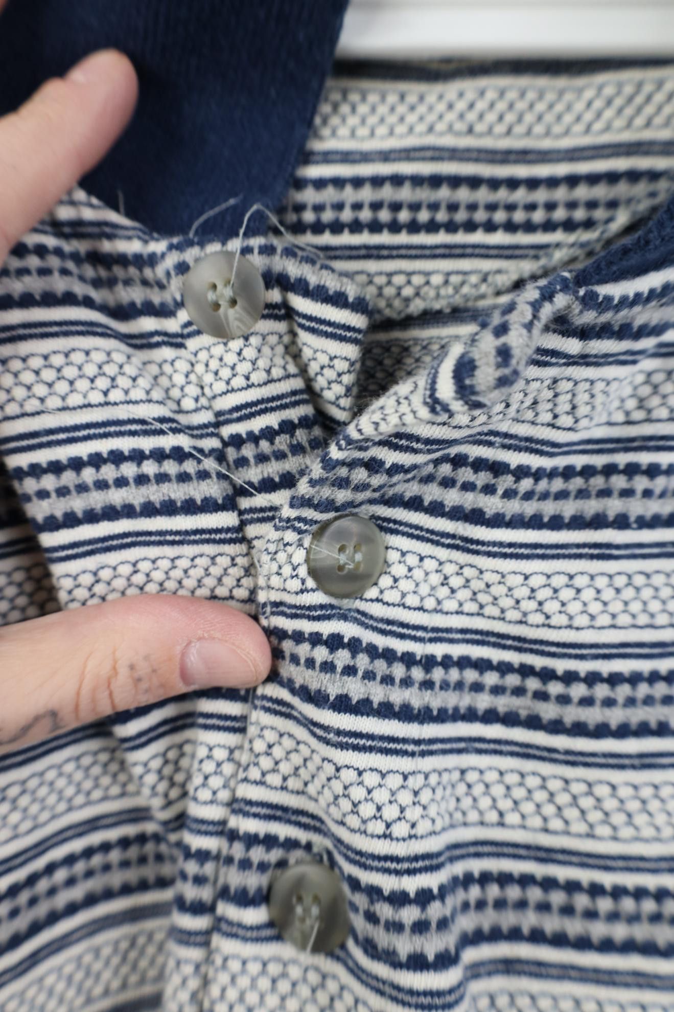 Vintage Vintage 90s Streetwear Thermal Knit Long Sleeve Rugby Polo Size US L / EU 52-54 / 3 - 4 Thumbnail