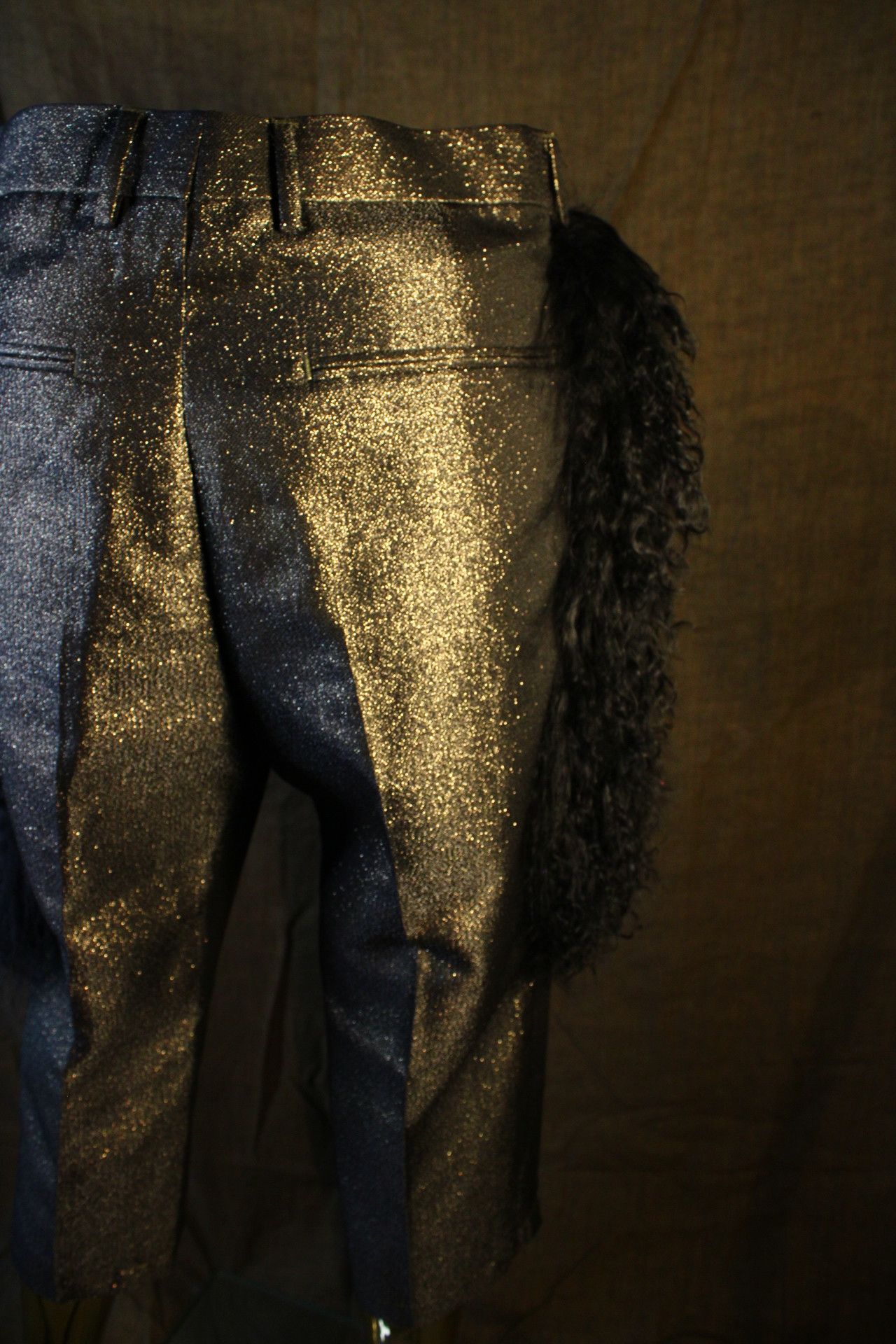 Other Metallic Pants with Black Mongolian Fur Size US 33 - 7 Thumbnail