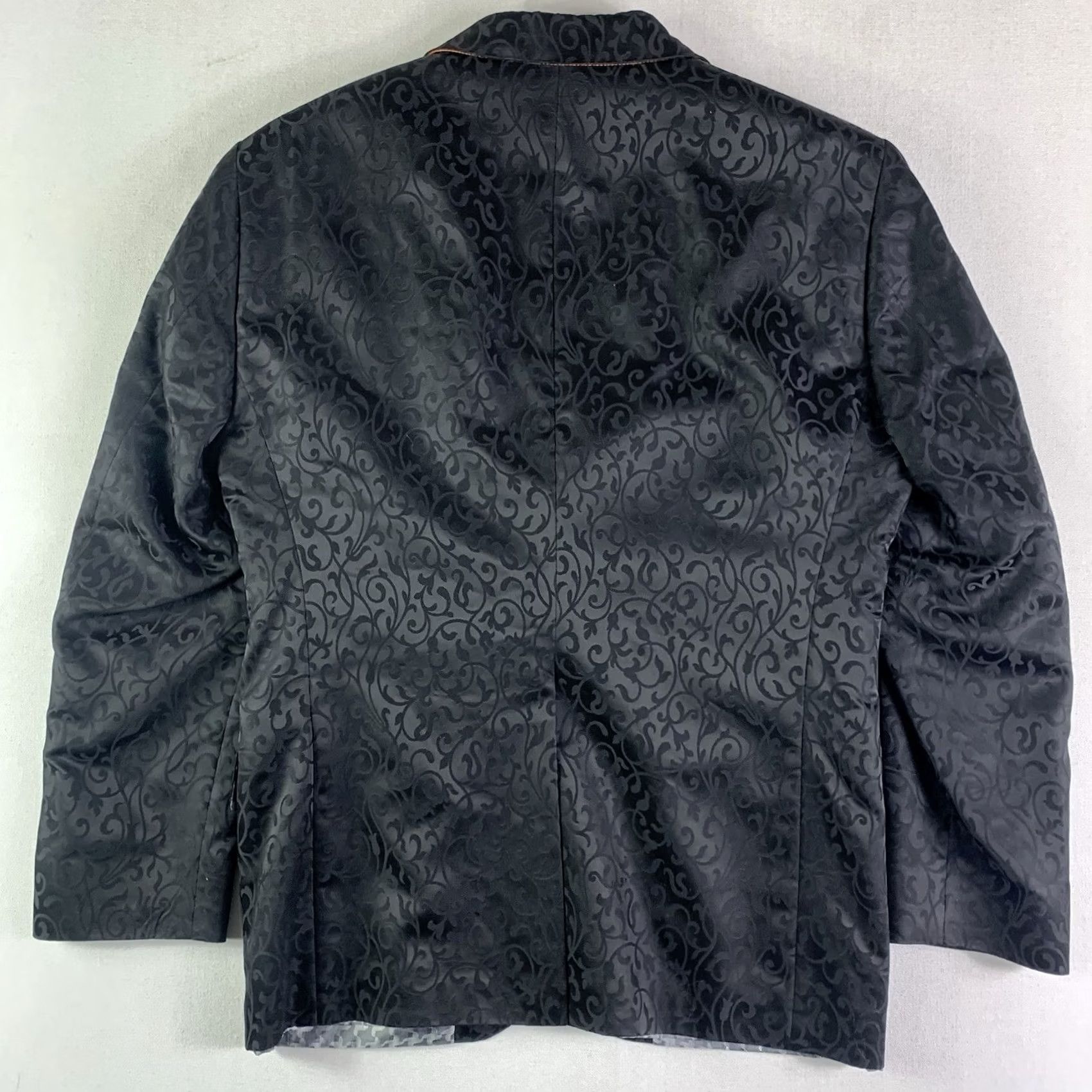 Ben Sherman Ben Sherman Blazer Mens size 39 Single-Breasted One-Button Wool Blend Jacquard Black Carded Size 40R - 2 Thumbnail