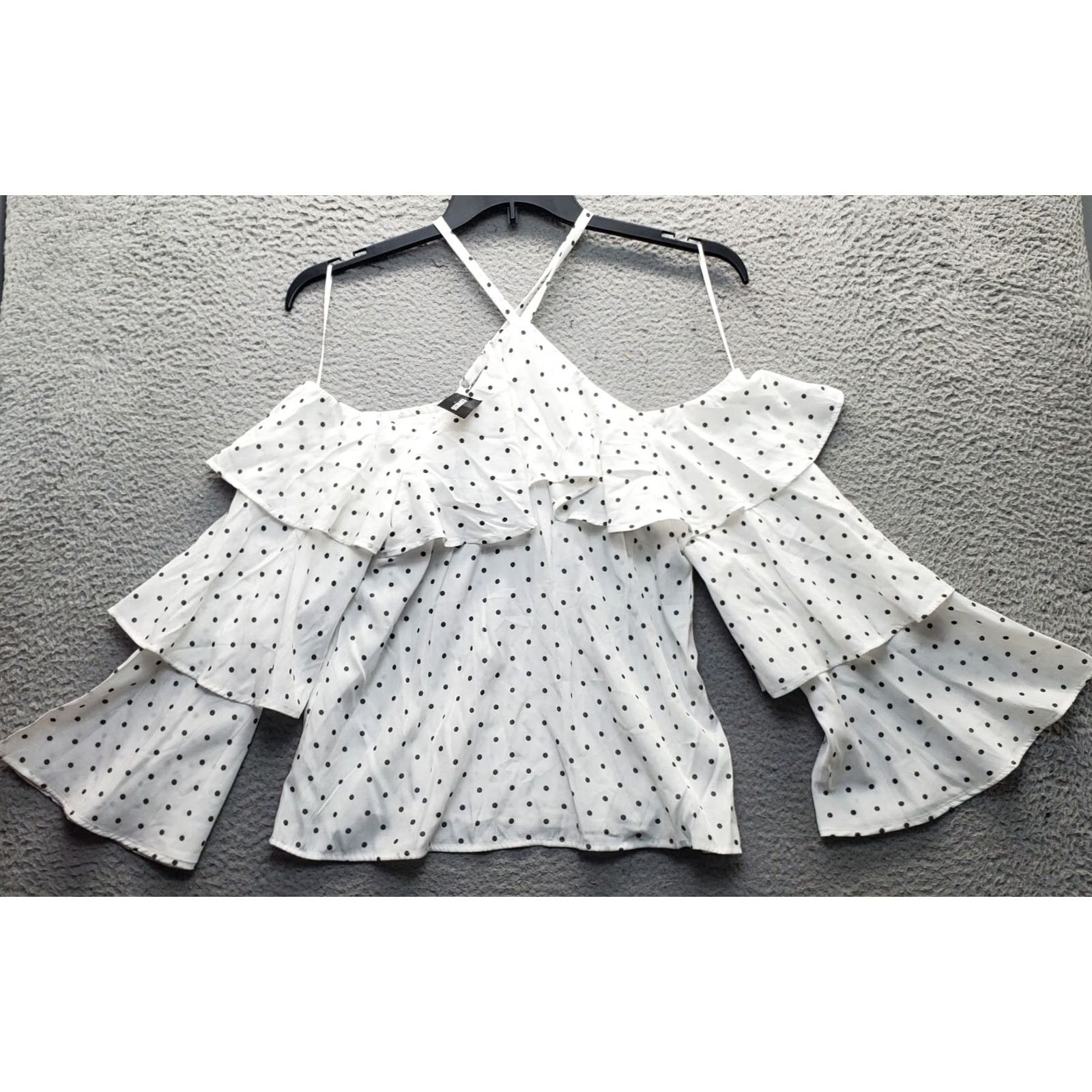 Express Express Blouse Womens S Multicolor Polka Dot Off The Shoulder Ruffle Adjustable Strap Spaghetti Sleeve Medium? Size S / US 4 / IT 40 - 2 Thumbnail
