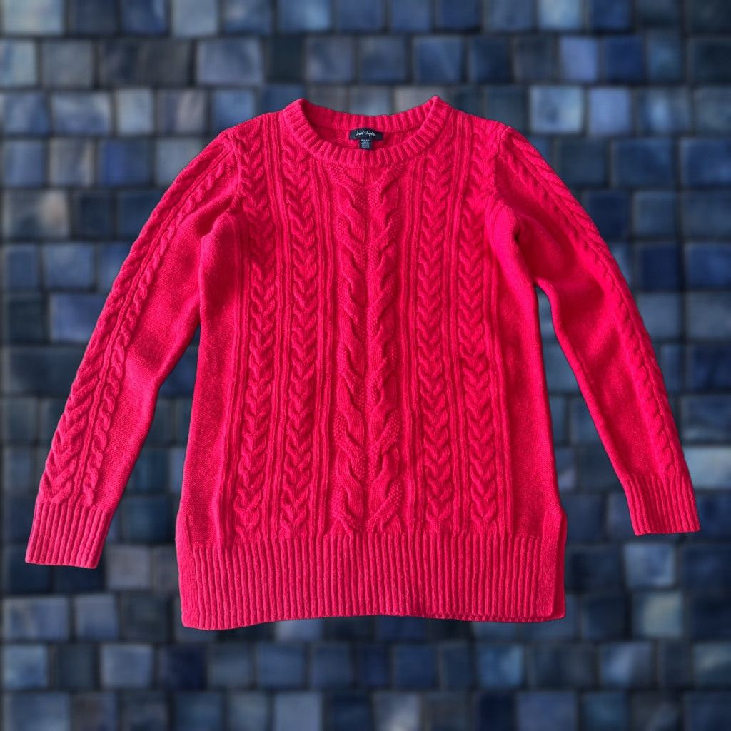 Lord & Taylor VINTAGE: No - LORD & TAYLOR Pullover Sweatshirt Geometric Cable Knit Long Sleeve Red M Womens Size M / US 6-8 / IT 42-44 - 1 Thumbnail