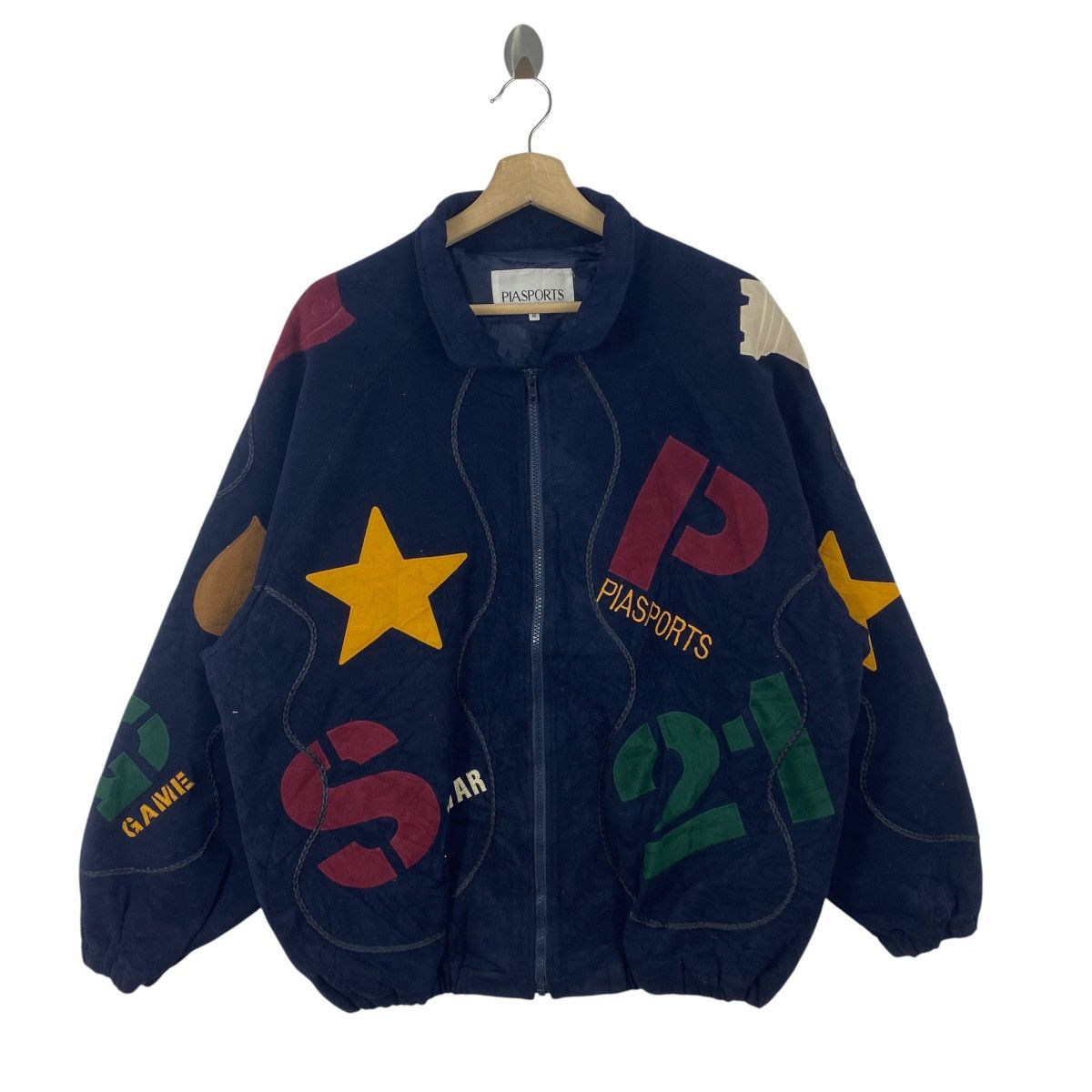 Vintage Vintage PIA SPORTS Bomber Jacket Big Logo Patchwork Varsity Size US XXL / EU 58 / 5 - 4 Thumbnail