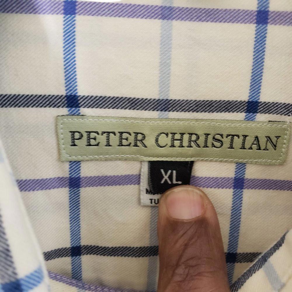 Designer CT464a Peter Christian Plaid Yellow & Blue Shirt XL Size 44R - 3 Thumbnail