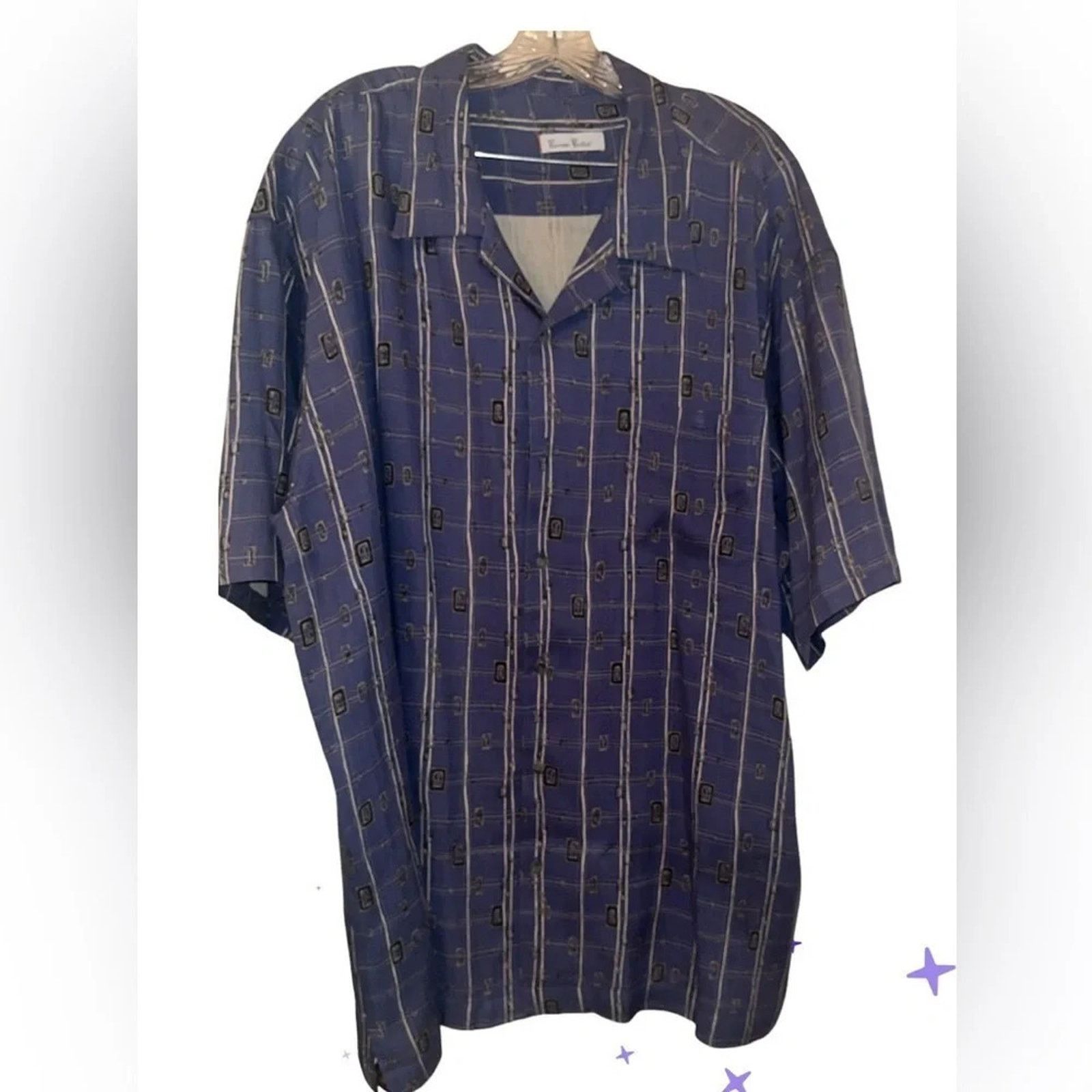 Burma Bibas Burns Bibas men’s 100% silk geometric print shirt, size XXL. Size US XXL / EU 58 / 5 - 1 Thumbnail