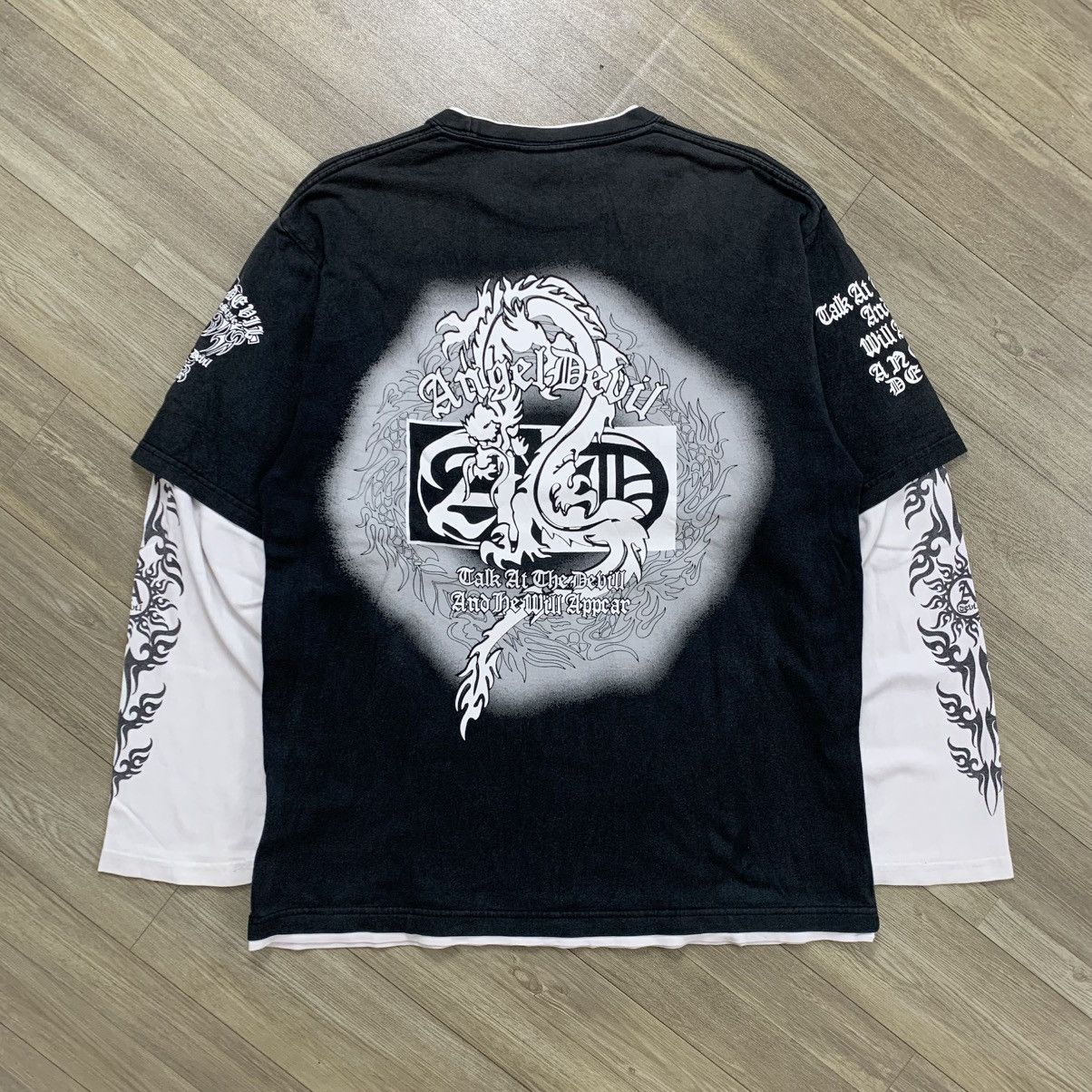 Japanese Brand Angel Devil Dragon Poem Y2K Double Layerd Size US L / EU 52-54 / 3 - 11 Thumbnail