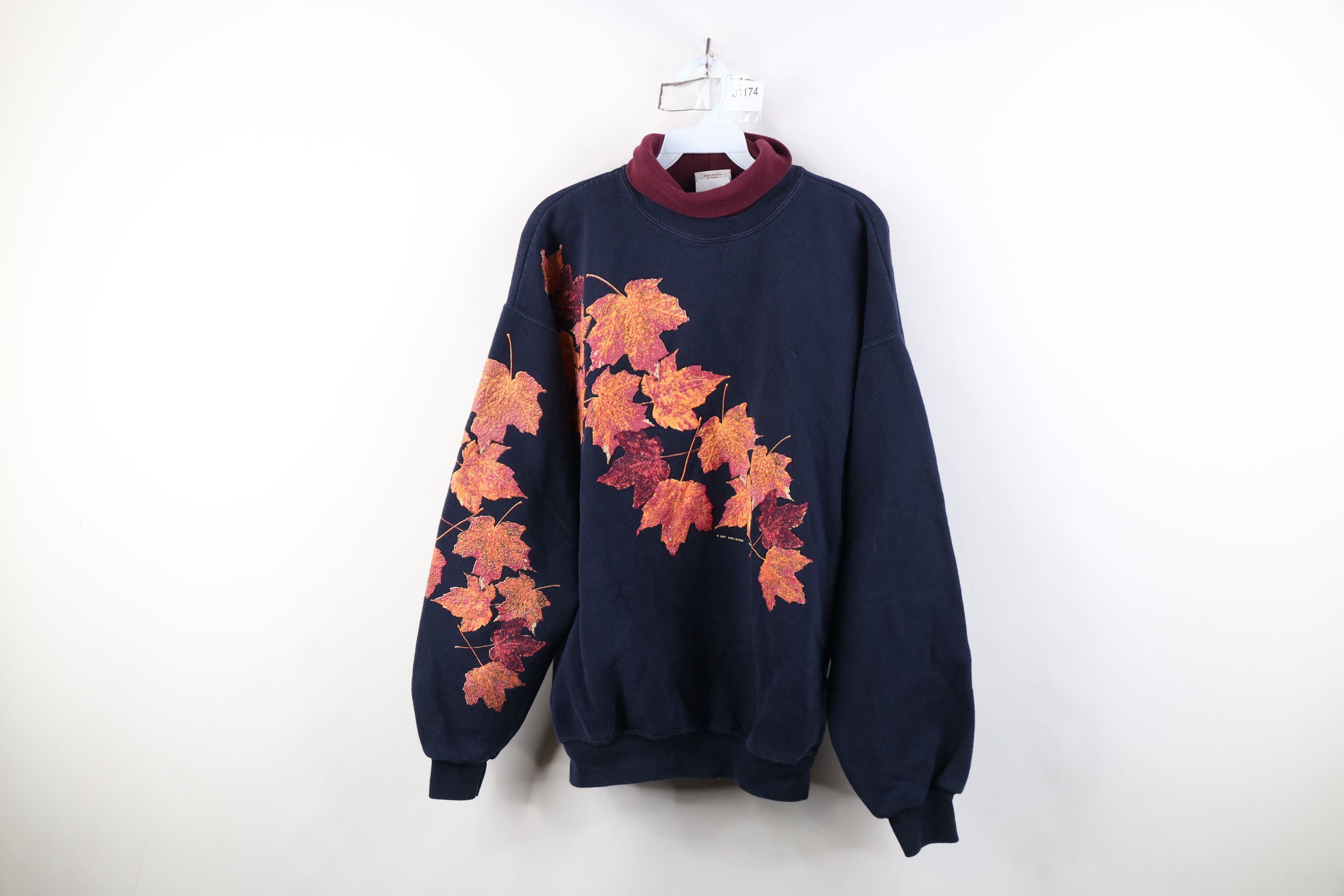 Vintage 90s Art Unlimited Print Turtleneck Sweatshirt USA