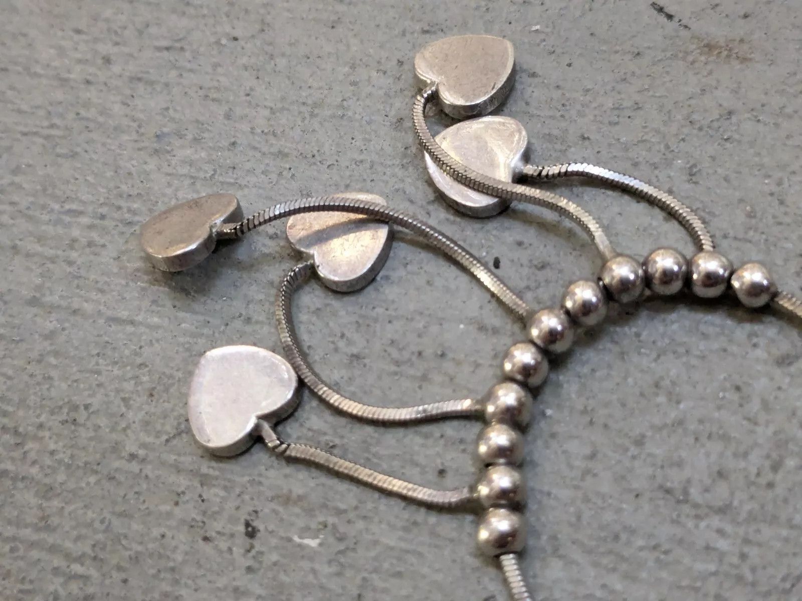 Sterling Silver Vintage Sterling Silver Necklace Hearts Chain Link 16" Y2K Size ONE SIZE - 7 Thumbnail