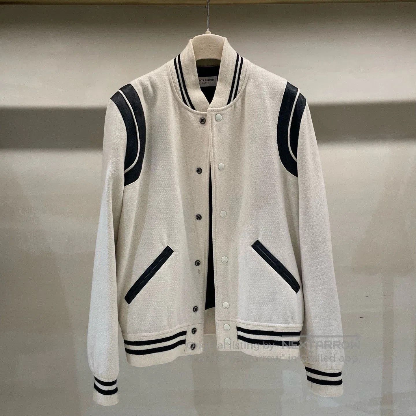 Saint Laurent Paris Saint Laurent Cream Baseball Jacket. Size US M / EU 48-50 / 2 - 1 Thumbnail
