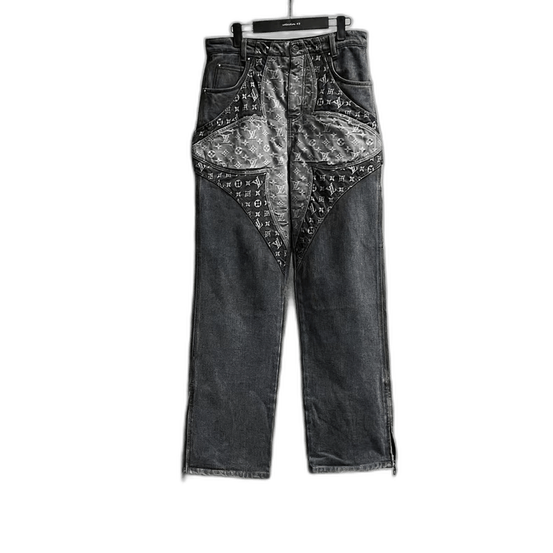 Louis Vuitton louis vuitton black gray irregular full print logo jeans-25 Size US 30 / EU 46 - 1 Thumbnail