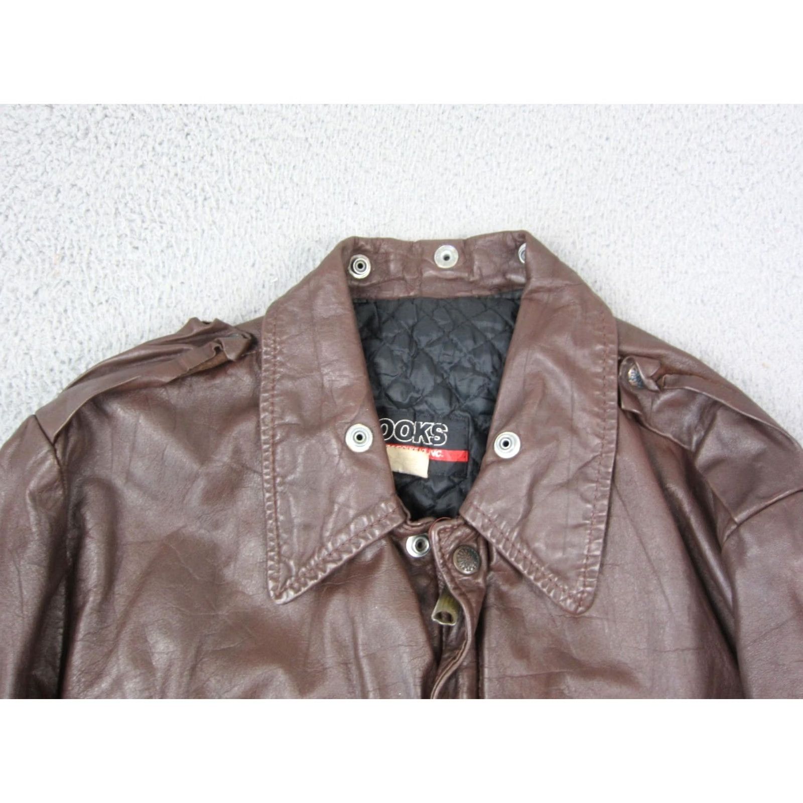 Brooks VINTAGE Brooks Leather Jacket Mens L Brown Bomber Coat 70s Full Zip Zipper Leather Lining 80s 90s Western Man Size US L / EU 52-54 / 3 - 2 Thumbnail
