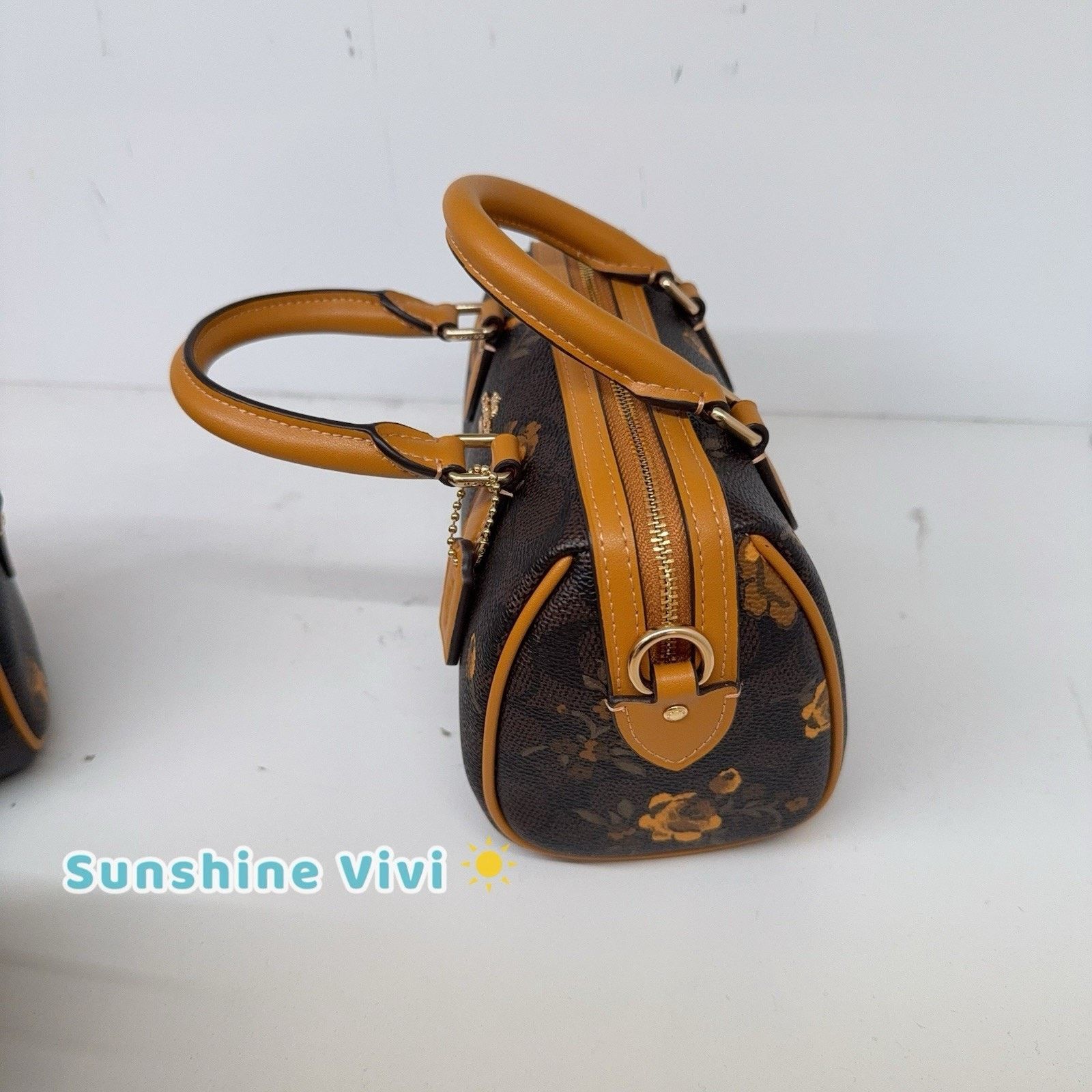 Coach NWT Coach Mini Rowan Crossbody Bag Floral CCF31 WalnutYellow Size ONE SIZE - 3 Thumbnail