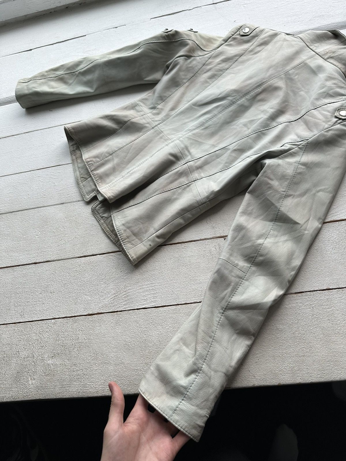 Other 🚨Y2K RICK OWENS TYPE DIRTY SLIM FIT ZIP LEATHER JACKET Size XS / US 0-2 / IT 36-38 - 9 Thumbnail