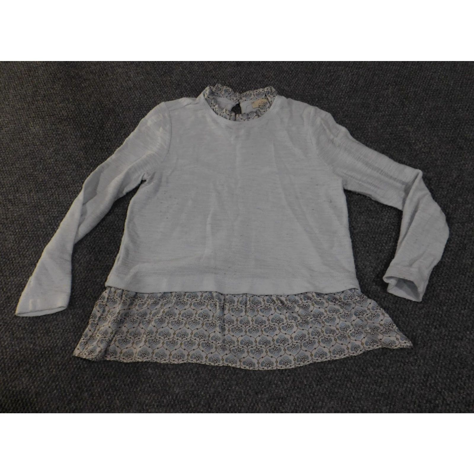 Loft LOFT Sweater Womens Medium Gray Mixed Media Ruffle Hem Mock Neck Long Sleeve Size M / US 6-8 / IT 42-44 - 4 Thumbnail