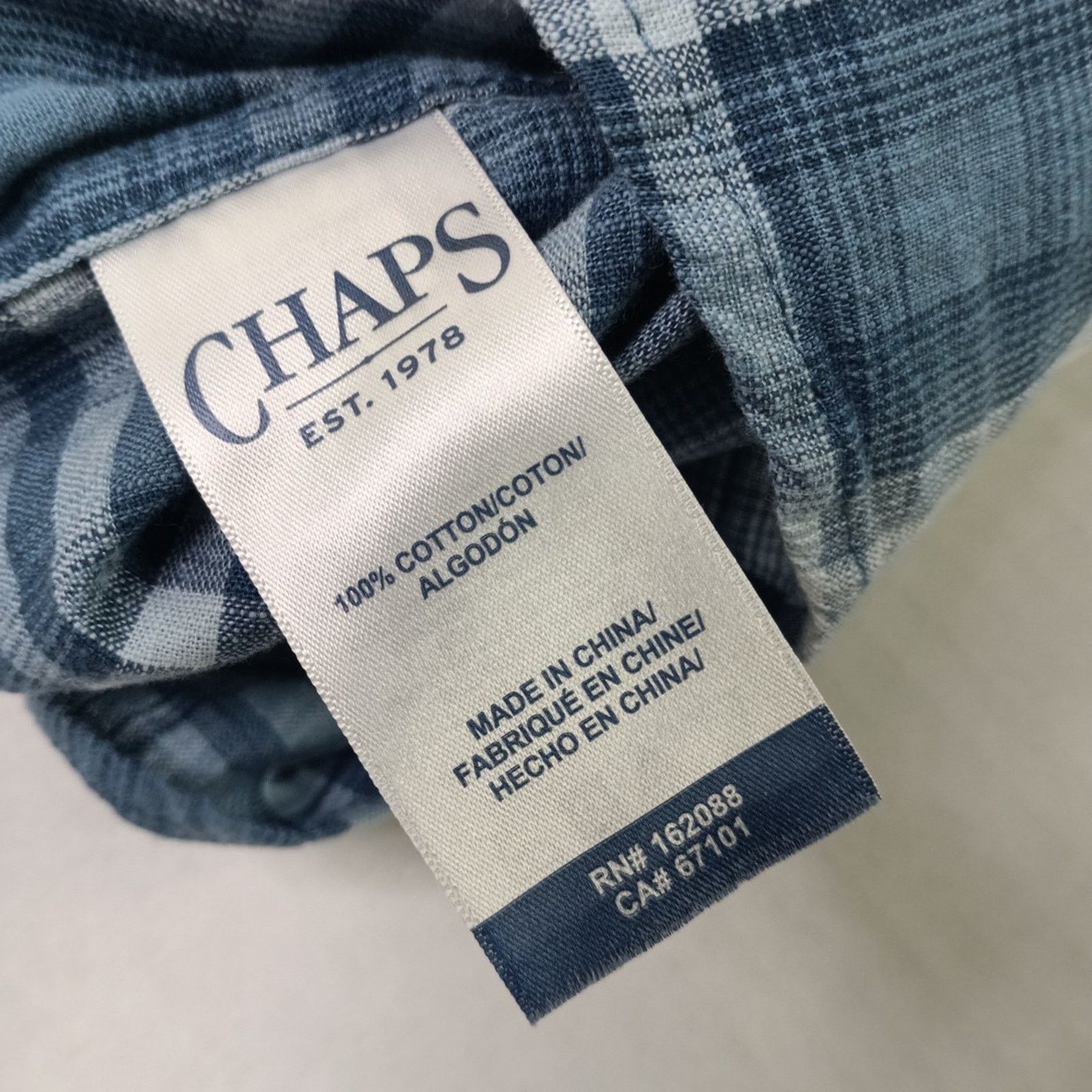 Chaps Chaps Seacoast Wash Chambray Woven Shirt Men's L Blue Plaid Size US L / EU 52-54 / 3 - 6 Thumbnail