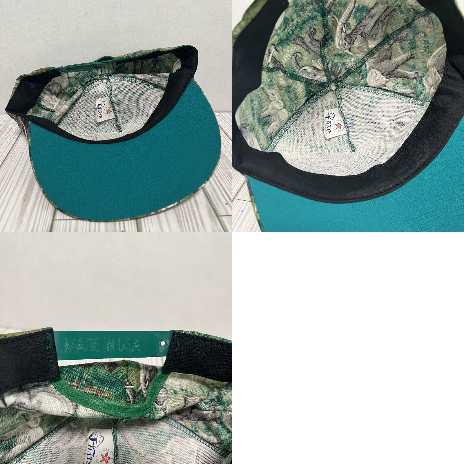 Vintage VINTAGE Snap-Back Trucker Hat Cap One Size Green Elephant All Over Print AOP Jungle Las Vegas Mens Baseball Hat Size ONE SIZE - 8 Thumbnail