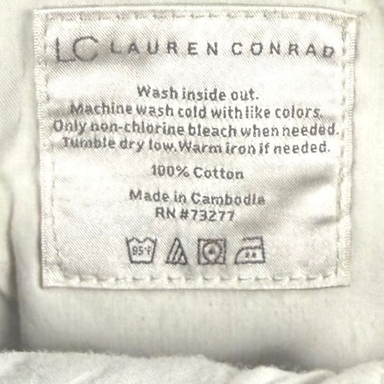 Vintage LC Lauren Conrad Olive Green Utility Pants Women Regular 8 Cotton Twill Cargo Straight Pockets Cuffed Snap Tab Fall Safari Military Size 30" / US 8 / IT 44 - 5 Thumbnail