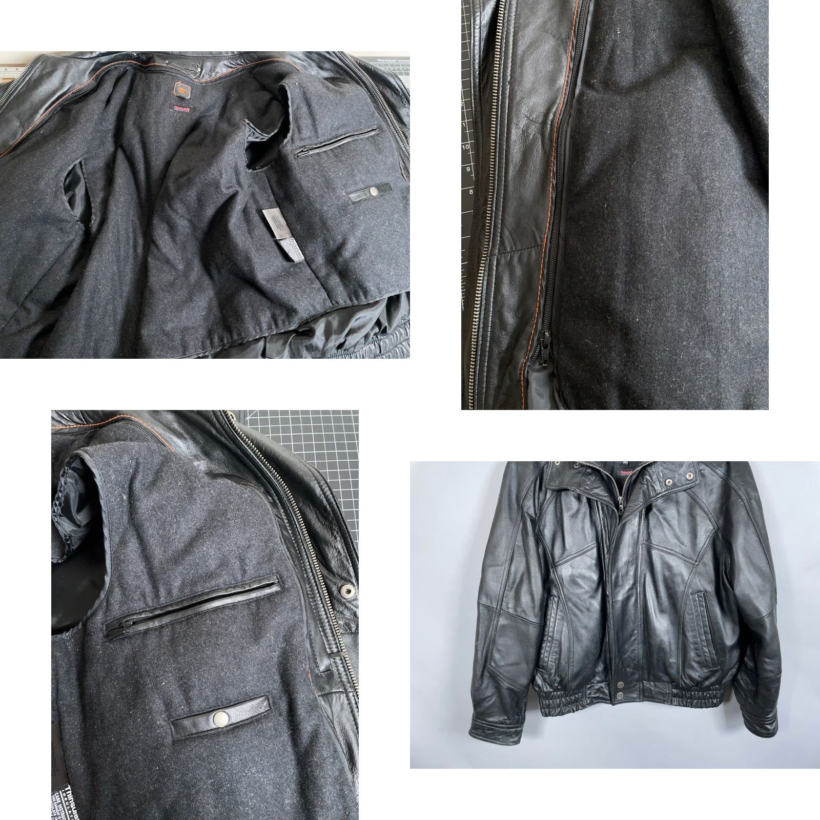 Vintage Wilsons Leather Jacket Adult Large Black + Wool Zip Out Liner Zip Up Short Coat Motorbike Style Size US L / EU 52-54 / 3 - 9 Thumbnail