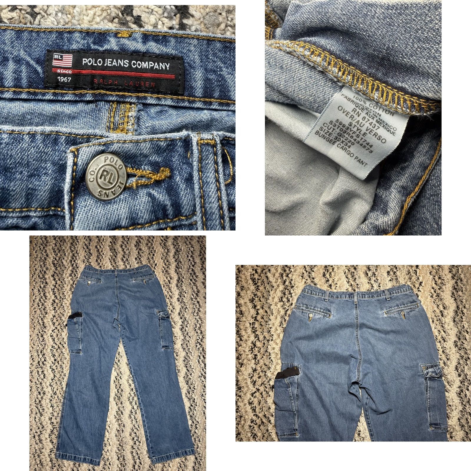 Polo Ralph Lauren VINTAGE Polo Jeans Co Ralph Lauren Mens 32x34 Cargo Bungee Military Y2K Baggy Wide Jeans Size US XS / EU 42 / 0 - 8 Thumbnail