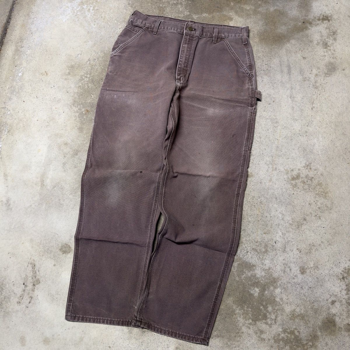 Carhartt × Vintage VINTAGE CARHARTT BAGGY BROWN CANVAS CARPENTER PANTS 34x32 Size US 34 / EU 50 - 7 Thumbnail
