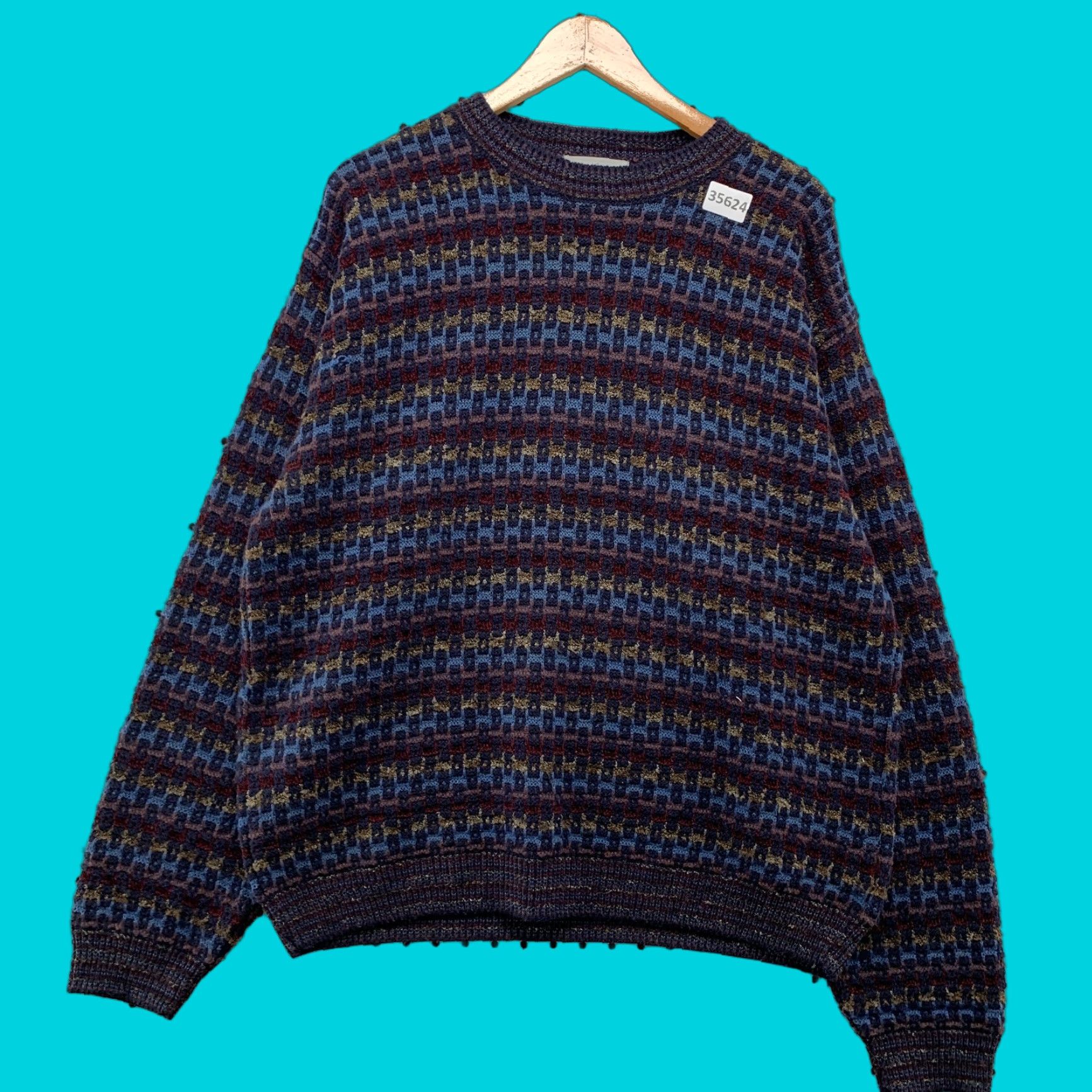 Coogi Vintage Collezioni 3D Knit Sweater Men Large Striped Coogi 