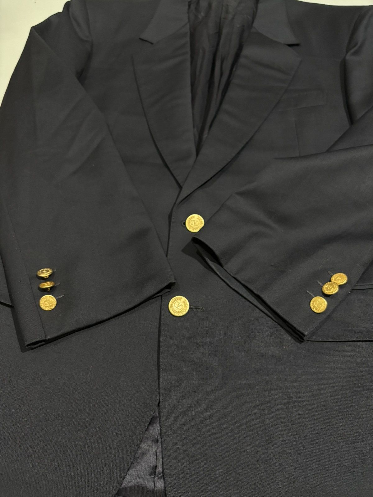 Valentino Vintage Valentino Garavani Navy Blue Wool Blazer Size 42R - 11 Thumbnail