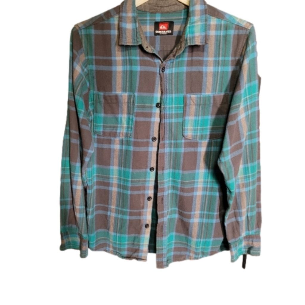 Quiksilver Quicksilver, shirt, Flannel, green/brown, NWOT, Size XSmall Size US XS / EU 42 / 0 - 1 Thumbnail