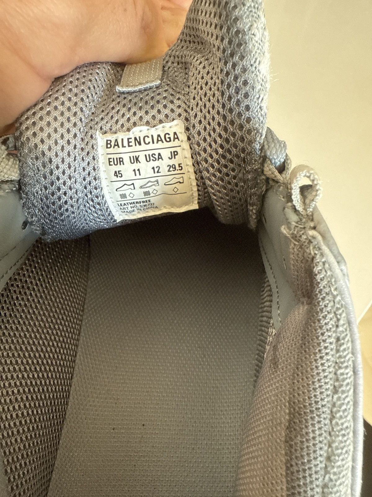 Balenciaga Balenciaga Triple S grey distressed sneakers Size US 12 / EU 45 - 7 Thumbnail