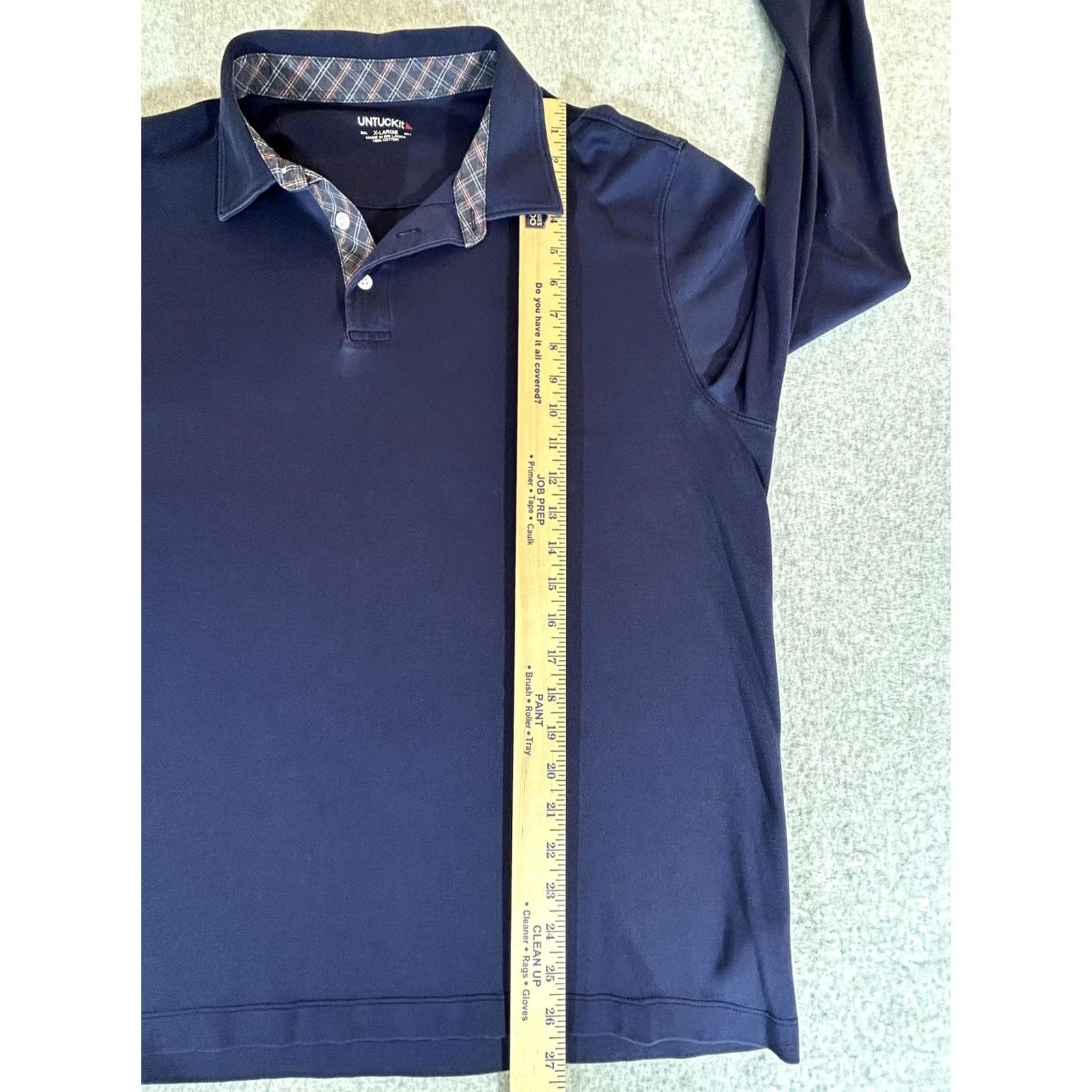 UNTUCKit UNTUCKit Polo Shirt Mens XL Navy Damaschino Placket Long Sleeve Casual Golf Shirt Size US XL / EU 56 / 4 - 6 Thumbnail