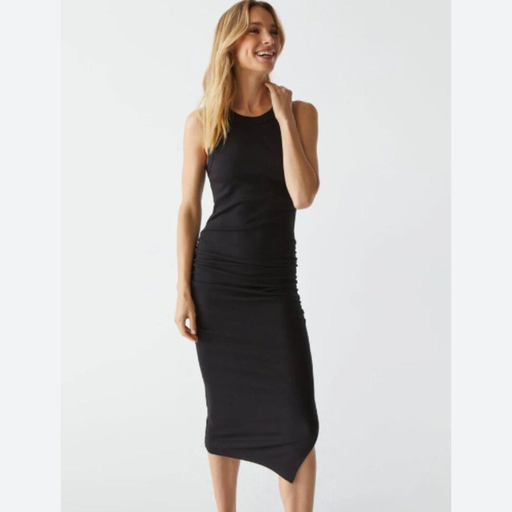 Michael Stars Michael Stars Wren Ribbed Midi Fitted Tank Dress in Black Size L Size L / US 10 / IT 46 - 2 Thumbnail