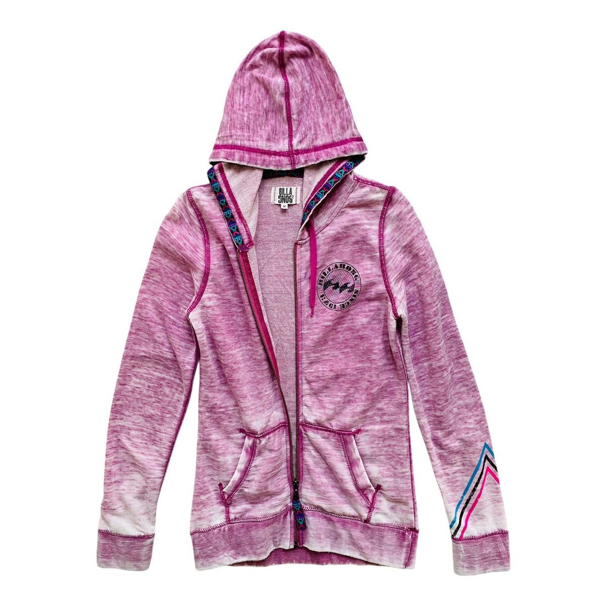 Billabong Vintage Billabong Zip Up Hoodie Pink Acid Wash Light Cotton Size M / US 6-8 / IT 42-44 - 1 Thumbnail